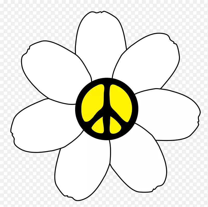图形和平符号剪辑艺术爱情插图-蓝色雏菊