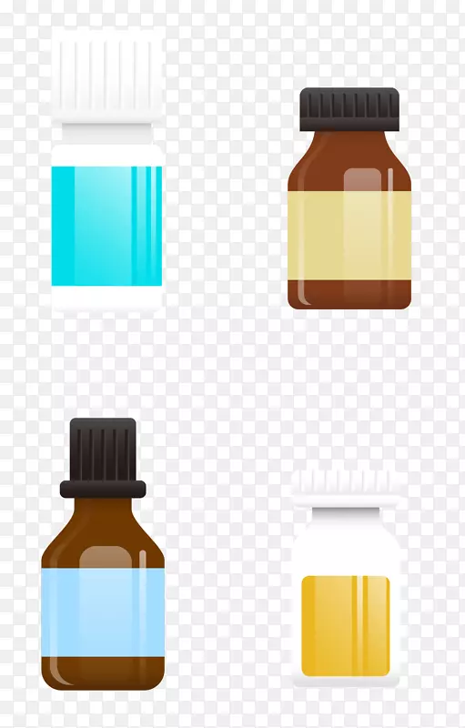 玻璃瓶包装和标签设计png图片.药瓶