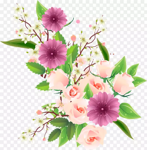 花静物：粉红玫瑰画花设计-花