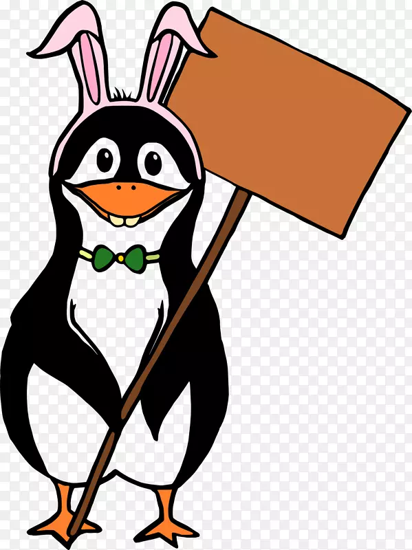 企鹅复活节兔子图形幽默兔子企鹅