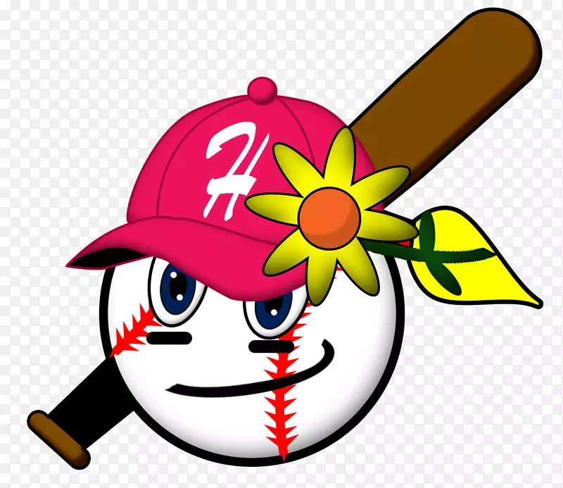 剪贴画花笑脸卡通-简单垒球标志