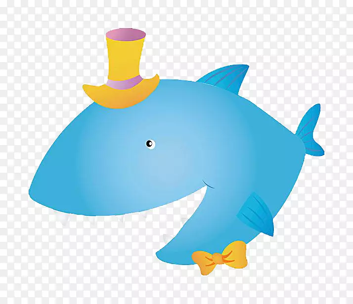 鲨鱼插图海豚形象设计-鲨鱼