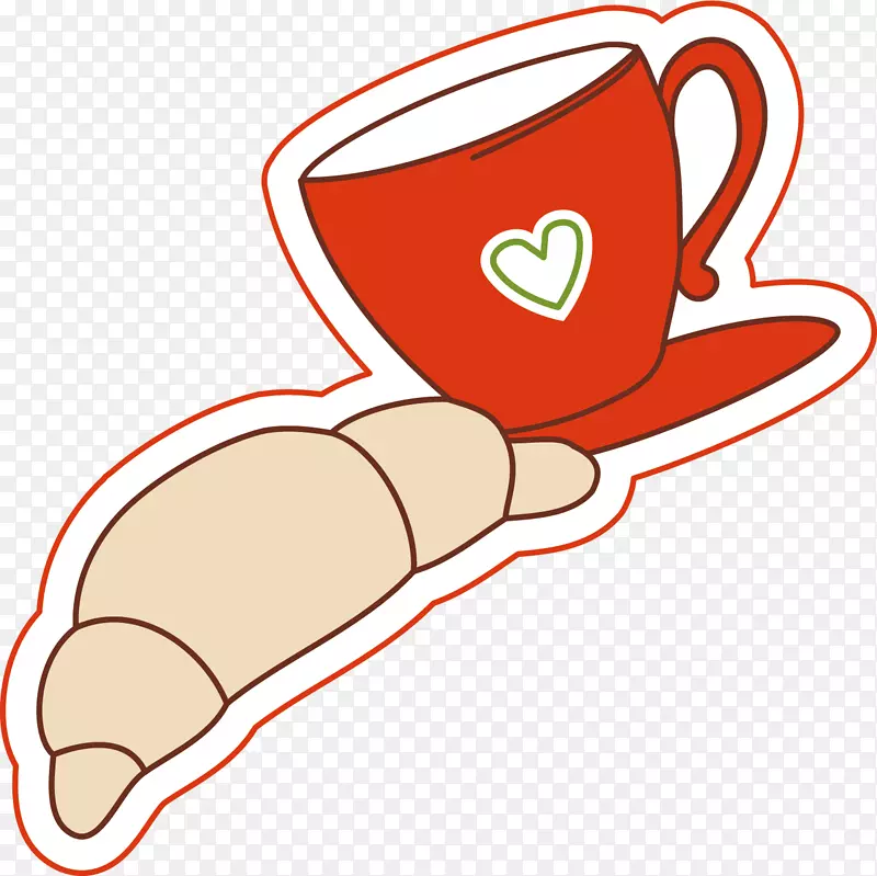 咖啡杯牛角面包早餐剪贴画-咖啡卡通