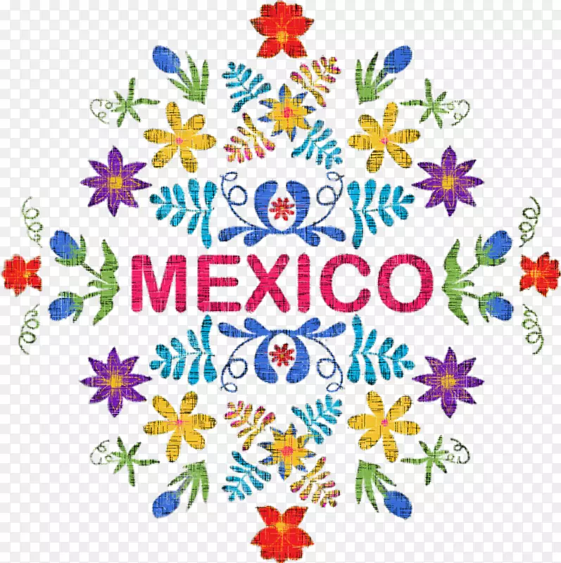 墨西哥菜花卉设计花卉刺绣剪贴画