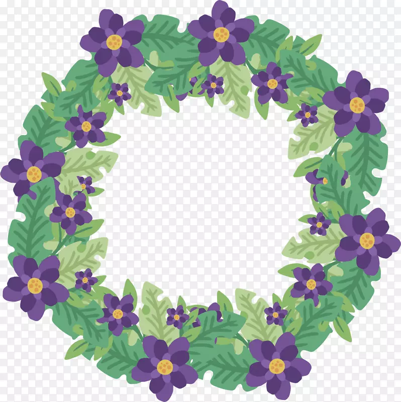花卉设计花环图形紫罗兰装饰花环