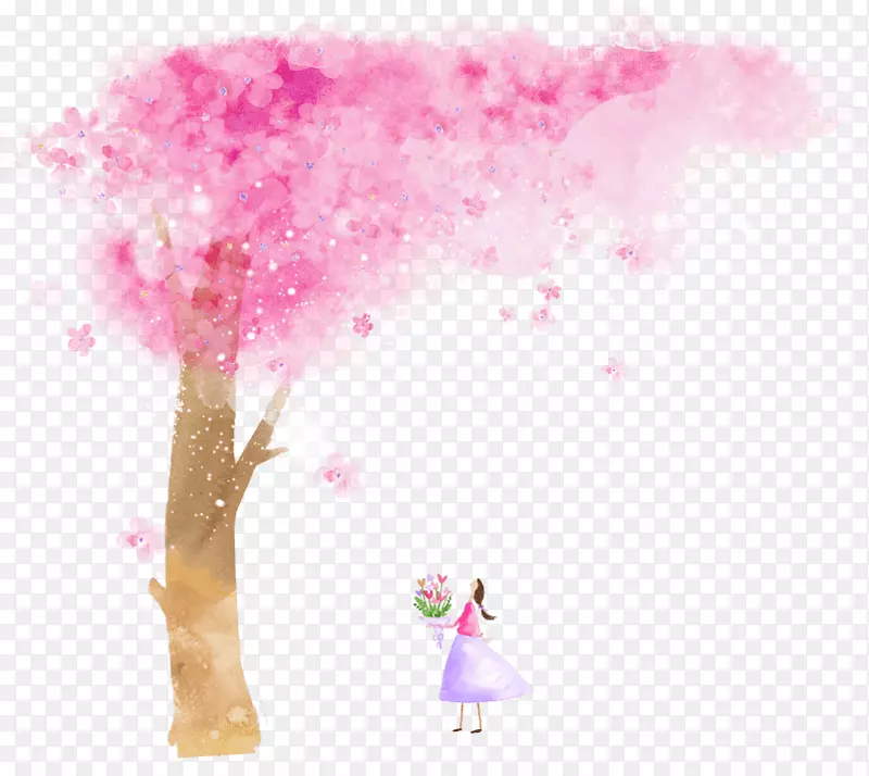 图形png图片图像樱花水彩画-胡椒猪花