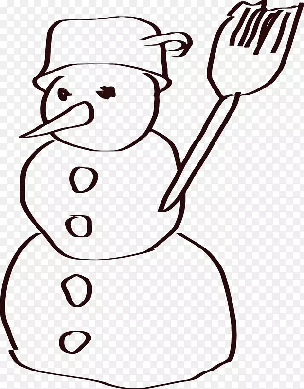 雪人剪贴画素描图-雪人