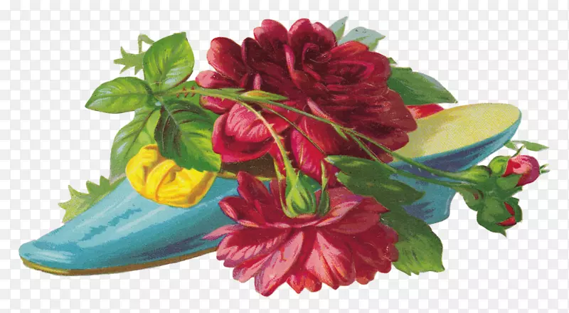 鞋类png图片图像花卉剪贴画.古典玫瑰