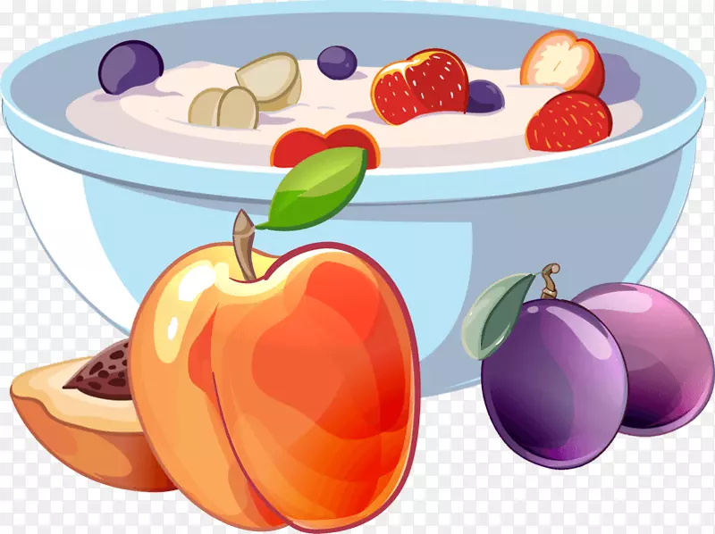 早餐食品水果沙拉图案设计卡通沙拉