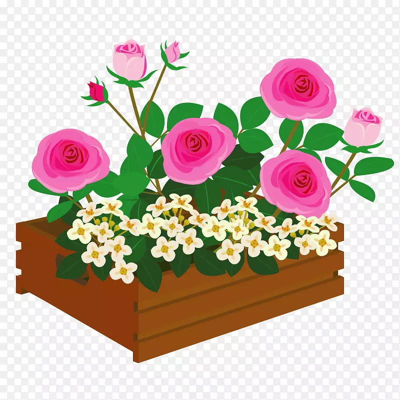 花园玫瑰插图花卉设计花束-花