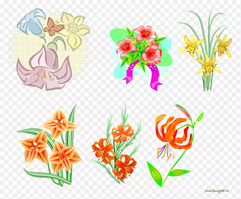 花卉设计png图片图像水仙花珠宝百合花