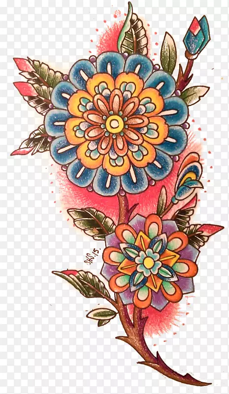 花卉设计皮肤屋纹身工作室艺术家-花