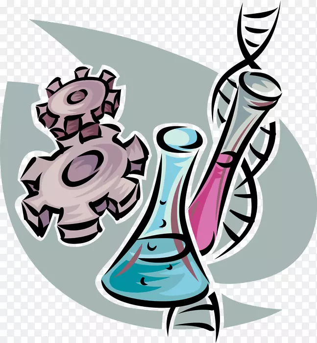 DNA基因工程实验室玻璃器皿。烧杯遗传学转基因有机体载体