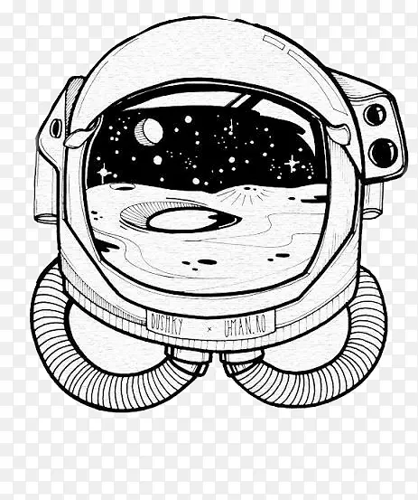 绘制宇航员贴纸插图艺术-莫妮卡标志