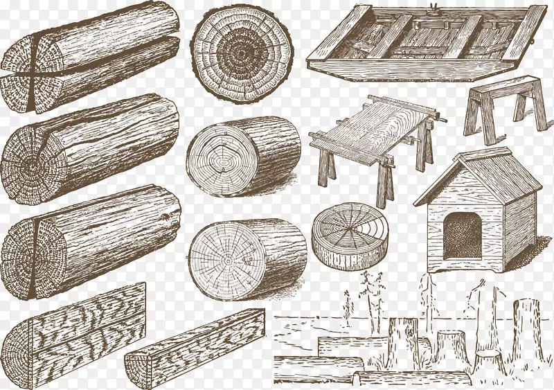 图形绘制插图图像木材运输木柴