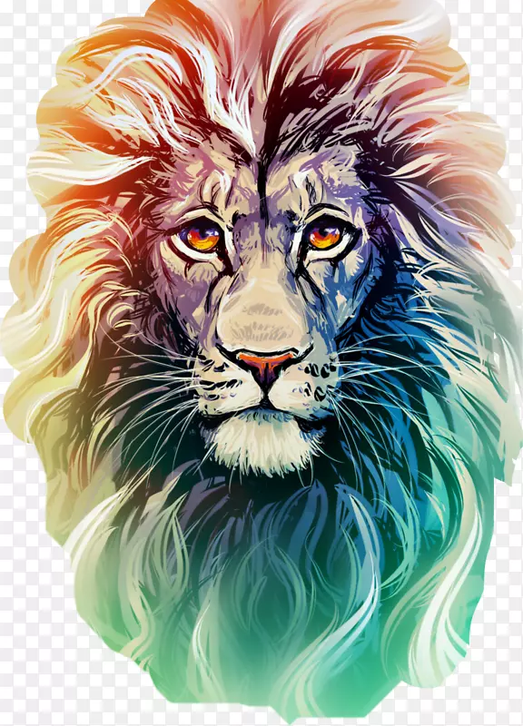 狮子画：彩色铅笔艺术-狮子