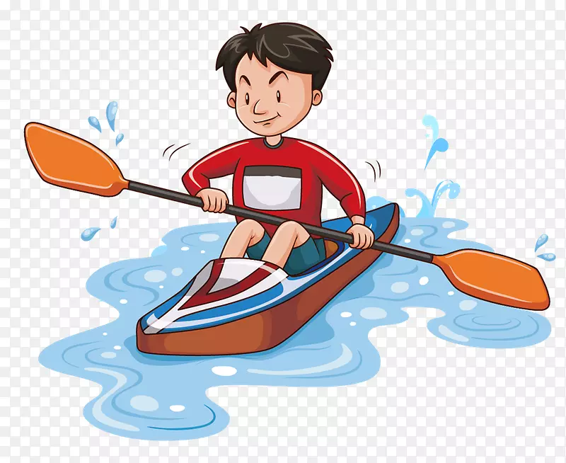 图形漂流皮划艇插图.漂流卡通