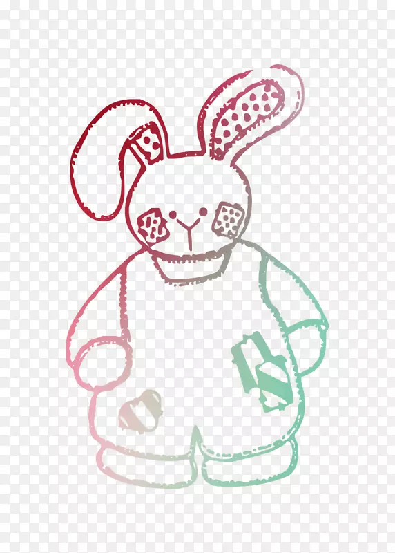 兔子复活节兔子插图耳夹艺术