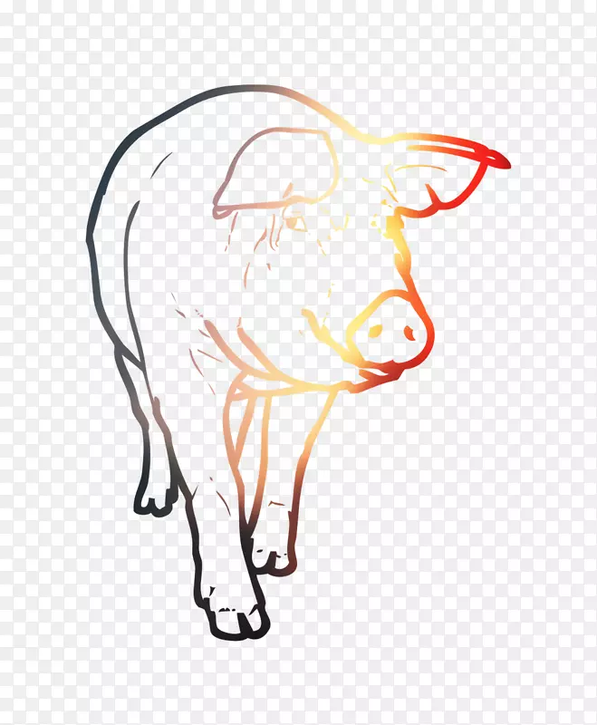 牛猪插图剪贴画线艺术
