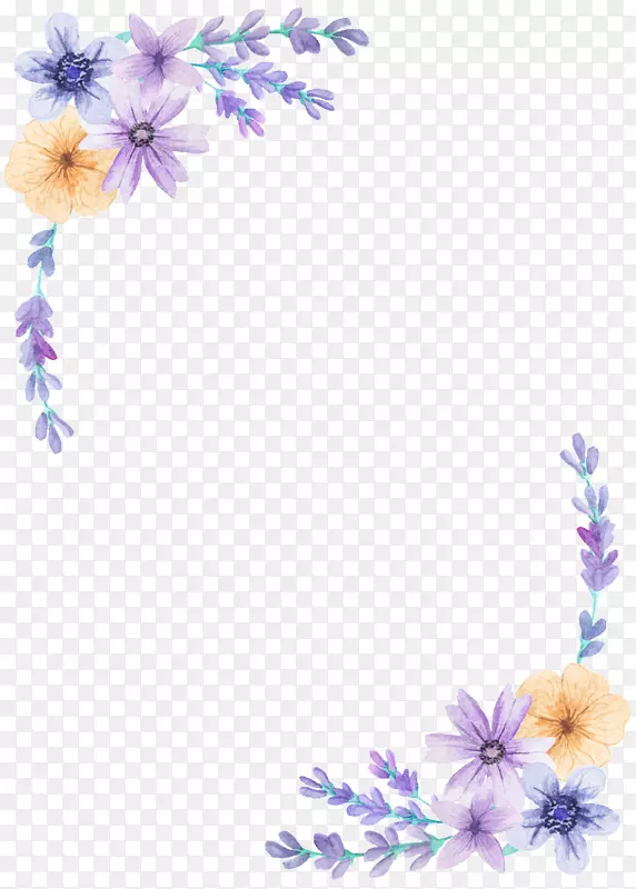 边框、剪贴画、png图片、花卉设计、水彩画.紫色