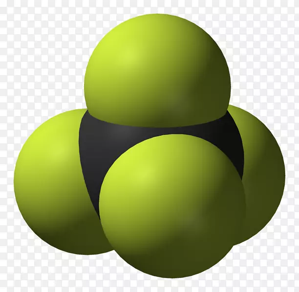 四氟甲烷六氟化硫化学空间填充模型球-氟边界