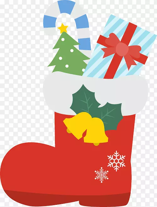 圣诞老人圣诞日圣诞树插图圣诞长筒袜-扫描装饰品