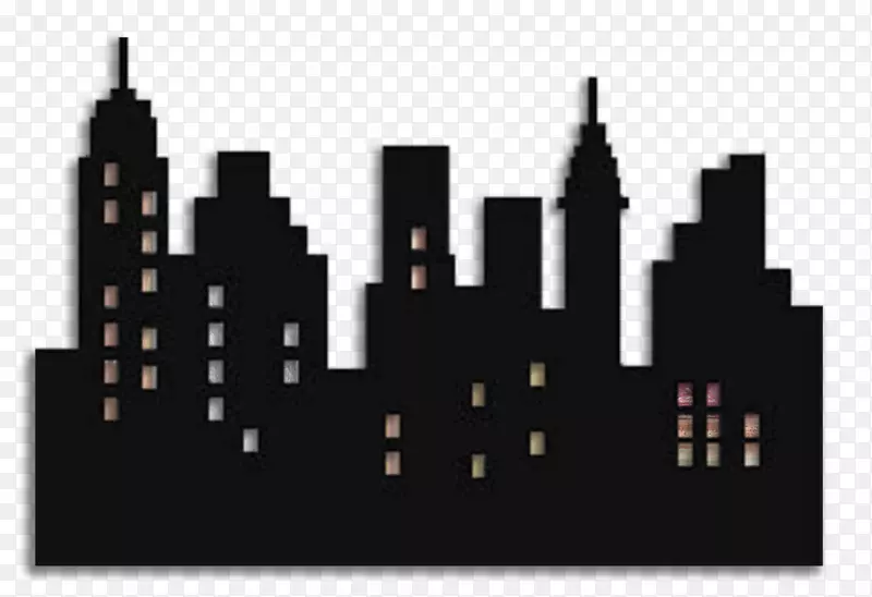 纽约市剪影天际线图像插图-天景背景