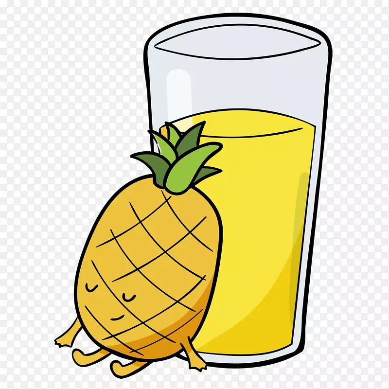 菠萝汁绘制图像图形.香蕉设计元素