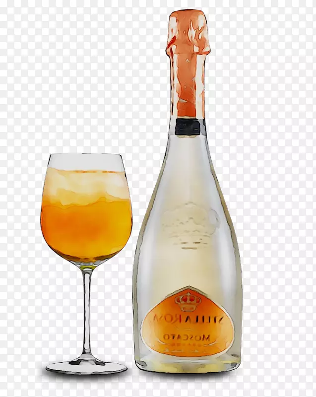 甜酒橙汁饮料，不含酒精的鸡尾酒玻璃瓶
