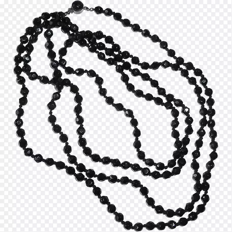 祈祷珠黑色玻璃珠项链喷射-塔斯比插图