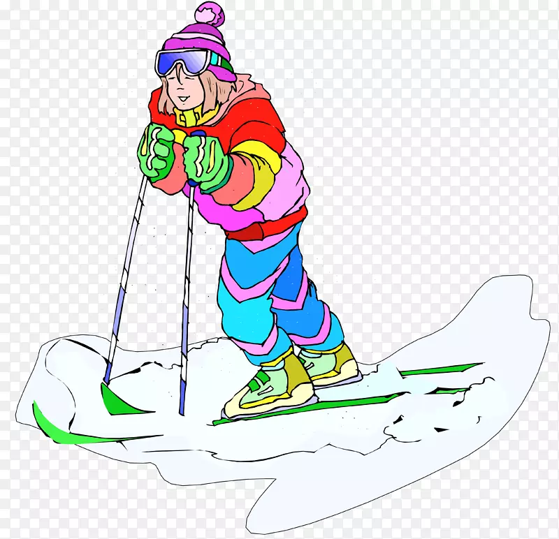剪贴画插图-免费滑雪杆冬季运动-冬季运动