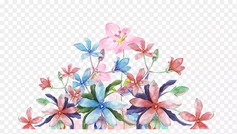 花卉设计水彩画蓝色png图片