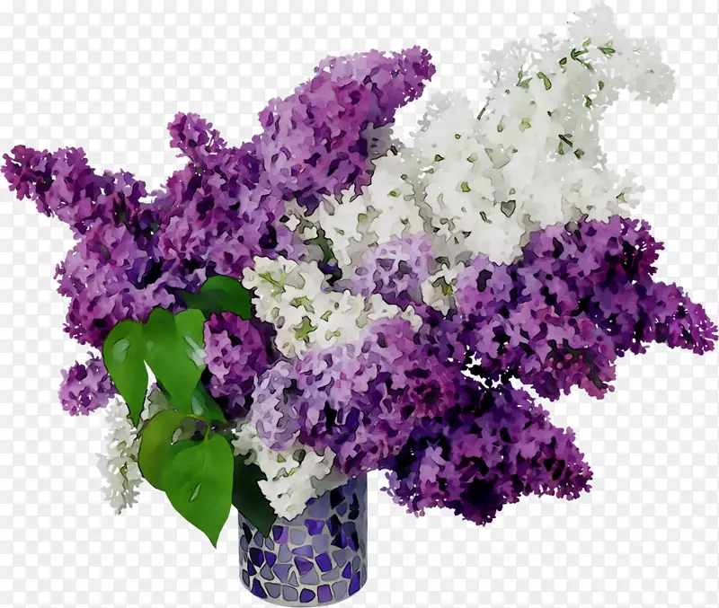 紫丁香花瓶切花花园摄影