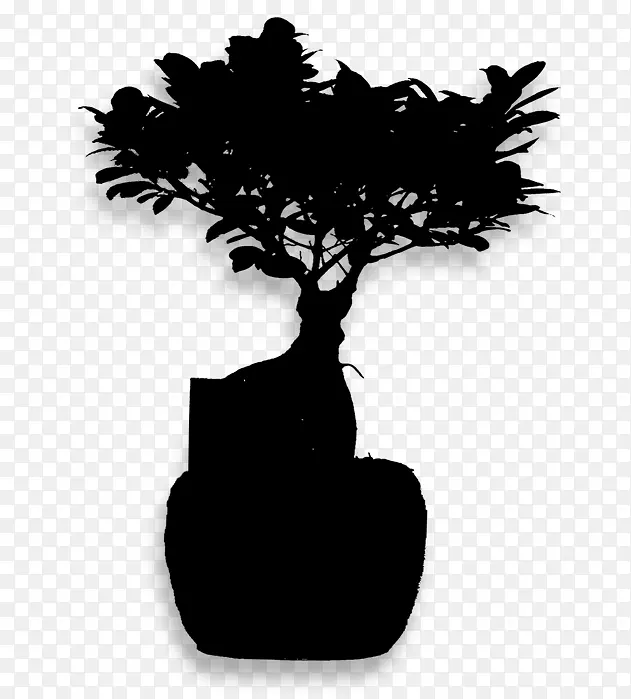 花盆室内植物剪影叶枝