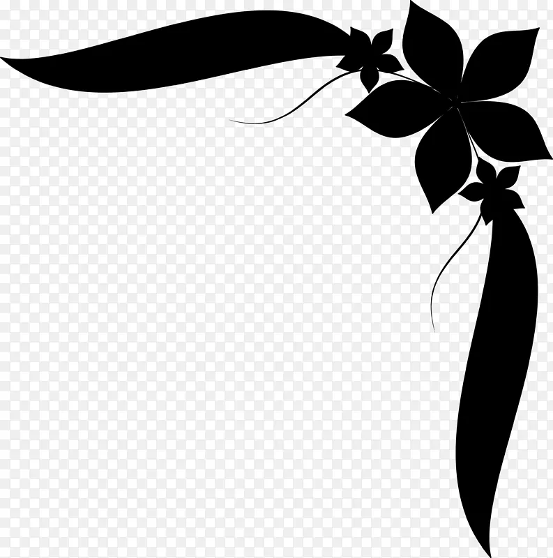 剪贴画叶植物茎线轮廓