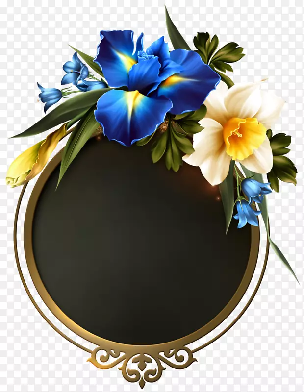 花卉设计剪贴画边框蓝色形象花