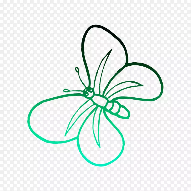 蝴蝶夹艺术叶植物茎线艺术