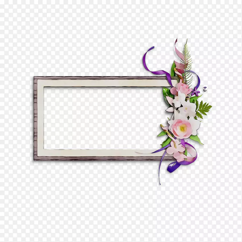 花卉设计画框紫色长方形
