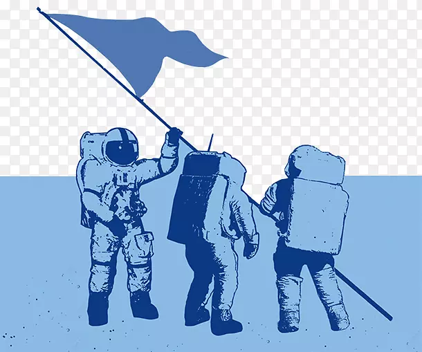 领导插图团队职业战略-航天旗帜