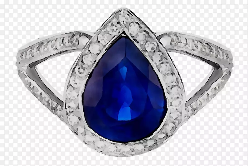 蓝宝石订婚戒指纯银925钻石