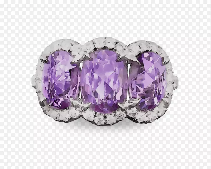 紫水晶体珠宝戒指蓝宝石