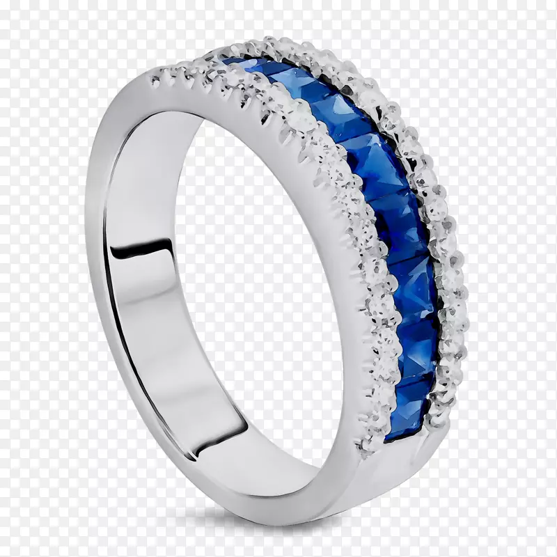 蓝宝石结婚戒指银首饰