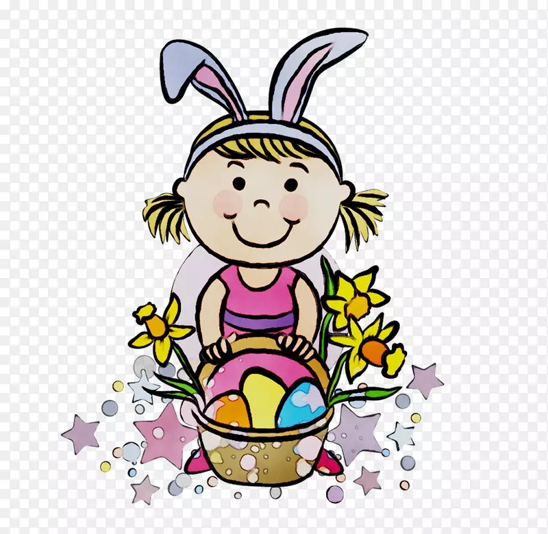 复活节兔子复活节彩蛋夹艺术插图