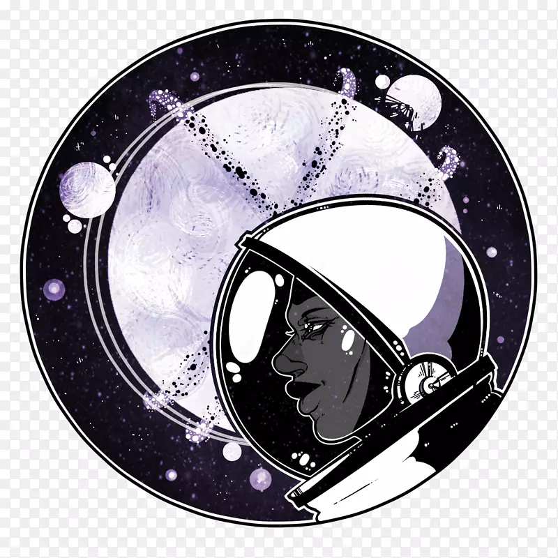 紫色计算机硬件.宇航员水彩画