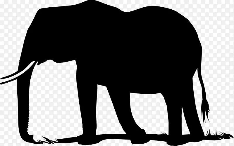 印度象非洲象剪贴画剪影