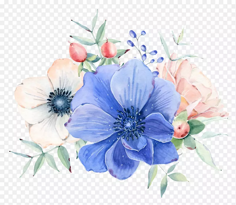 水彩画：花卉水彩画手提包帆布-美丽装饰品