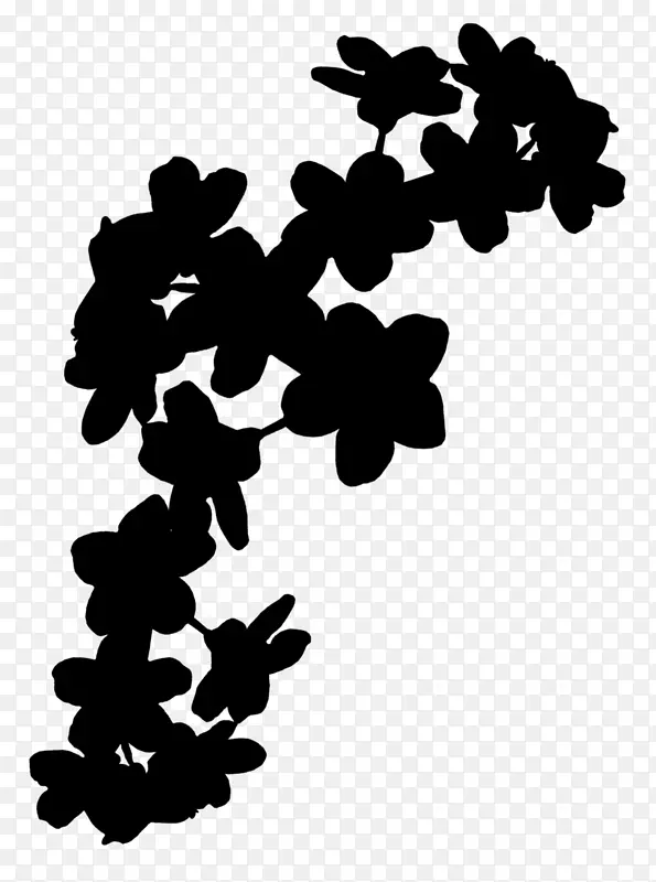 图案字体剪影叶开花植物