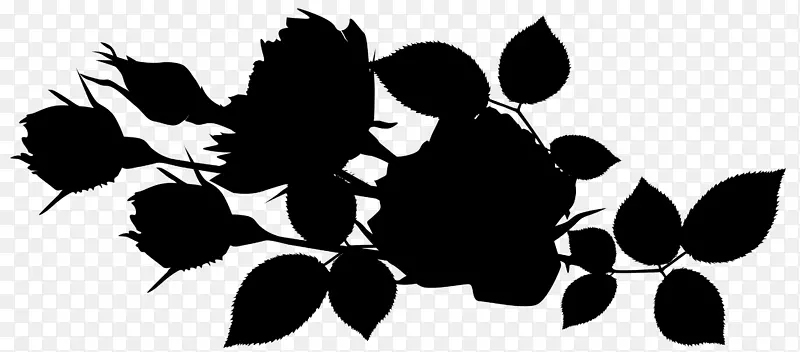 开花植物字体剪影图案