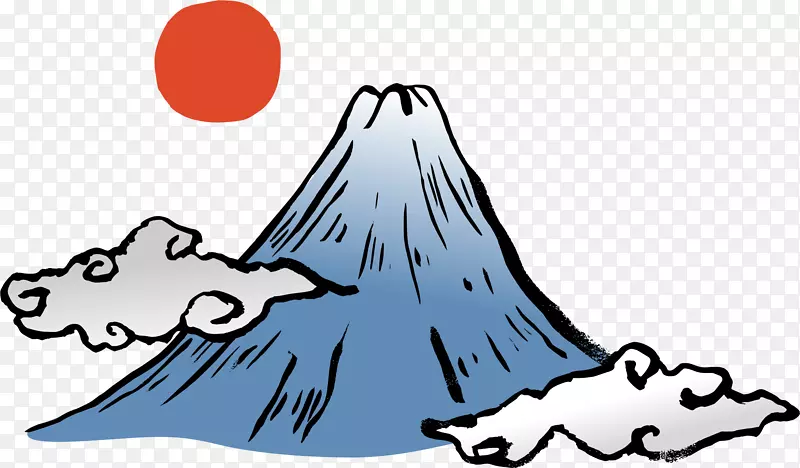 富士山剪贴画开放部分png图片细风，晴晨