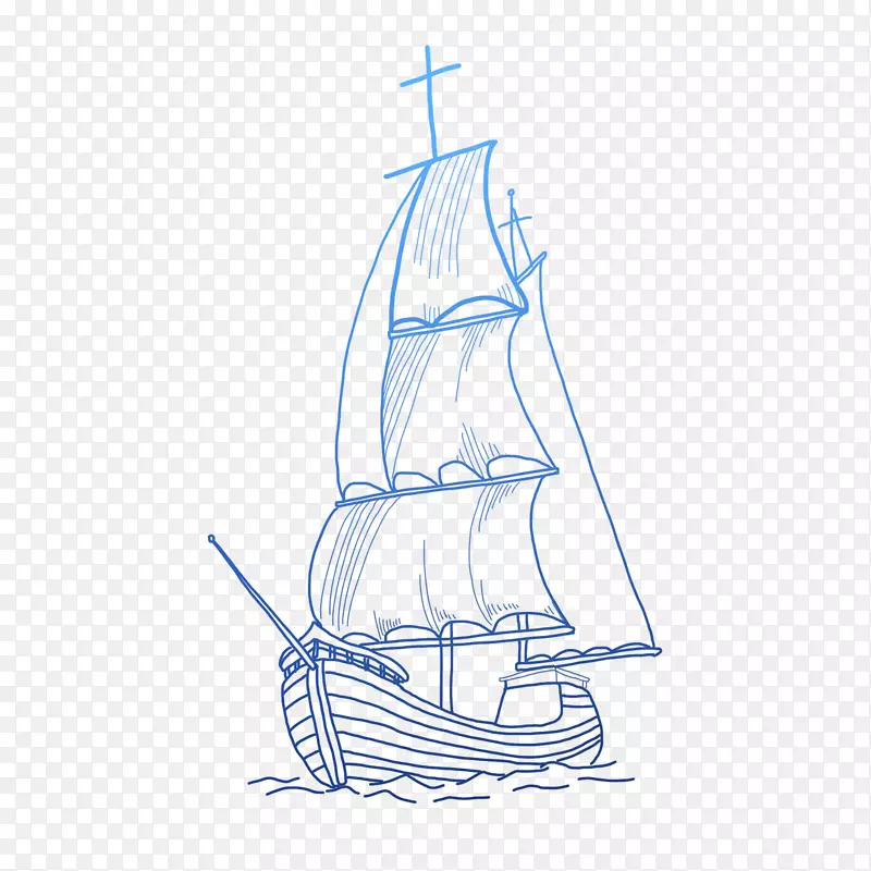 帆船桥帆船-蓝图背景